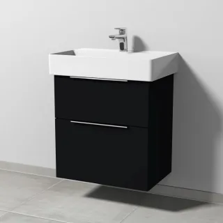 Sanipa 3way Waschtischunterbau zu Duravit Dura Square Waschtisch mit 2 Auszügen, Schwarz-Matt UF42308