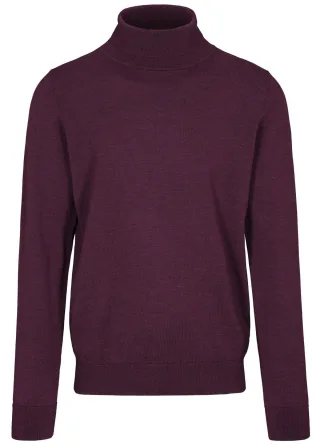 COMMANDER Finest Clothing - Rollkragen Pullover, uni plum mel. - Gr. - XL