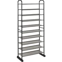 COSTWAY Schuhregal, schmal, 10 Ebenen für 30 Paar Schuhe, Metall, 66x29x152cm