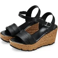 LASCANA Sommerschuh, offener Schuh, Sandale, Keilsandalette, Sandalette NEU aus Leder mit Keilabsatz in Kork-Optik