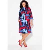 Ulla Popken Jerseykleid Punto-Jerseykleid A-Linie Stehkragen 3/4-Arm