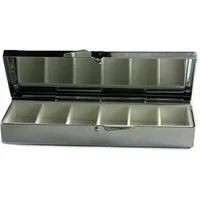 Paletti Pillendose Edelstahl Pillendose mit 6 Fächern - 8,6 x 3,2 x 1,5 cm Tablettendose