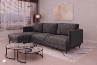 Ecksofa Designersofa HELMER Stoff Vibe Anthrazit Ottomane Links