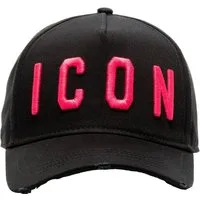 Dsquared2 Baseball Cap Icon Kappe Basebalkappe Trucker Mütze Verstellbarer Riemen, dezente Destroyed-Effekte, Gebogener Schirm