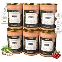 ALPHAZOO Monoprotein Pferd Nassfutter für Hunde 6x400g, getreidefreies Hundefutter für sensible Hunde, Nassfutter für: Hunde, Hypoallergenes Futter mit Single Protein Pferd