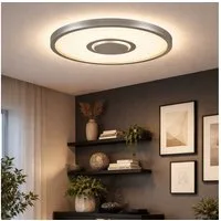 Briloner Leuchten LED Deckenleuchte, LED-Leuchtmittel fest verbaut, Warmweiß, Deckenleuchte Wohnzimmerlampe Panel LED Backlight silber rund opal