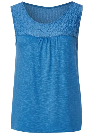 Street One - Top mit Spitzendetail blue bay - Gr. - 40