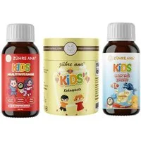 Zühre Ana® Kinder-Multivitamin Sirup, Fischöl & Kids-Paste – 3er Set Sirup, Paste, 540 ml, Kids MultiVitamin mit Erdbeeraroma & Fischöl mit Orangenaroma