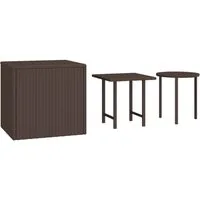 vidaXL Beistelltisch Beistelltische 3 Stk. Braun Poly Rattan (3-St)