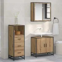 vidaXL Badezimmer-Set, Badezimmermöbel-Set mit Regal Artisan-Eiche 35 x 37,5 x 100 cm