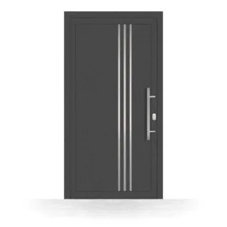 Haustür Eisenglimmer DB 703, PVC, 760 x 1885 mm, DIN links nach innen öffnend, Modell Freiburg, individuell konfigurierbar