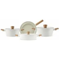 Karaca Topf-Set Karaca Swiss Crystal Almond Cream Induktionsfähiges 7-teiliges Set, (7-tlg)
