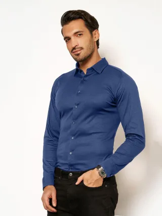 DESOTO - Casual Kent 1/1 blue piqué - Gr. - S