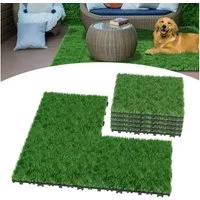 FIVMEN Kunststoff-Fliesen Kunstrasen Klickfliesen 30x30 cm, Grasmatte Rasenteppich Rollrasen, 22 St., Für Garten, Puppenhaus, Gras Zum Basteln