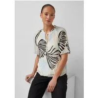 s.Oliver Kurzarmbluse Bluse Festliche Chiffon-Bluse mit Plissee und Rüschen