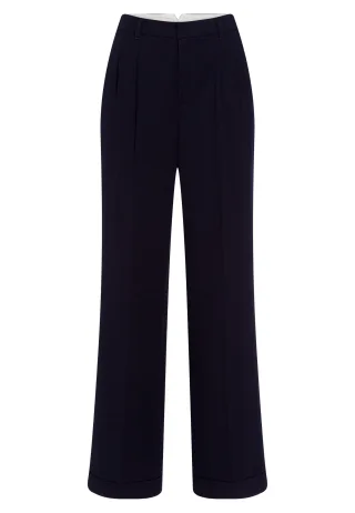 Marc Aurel - Bundfaltenhose aus elatischem Twill navy - Gr. - 36