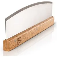 Blumtal Pizzaschneider Premium Wiegemesser, 32cm Edelstahlklinge, 1,2mm Klingenstärke, Ergonomischer Holzgriff