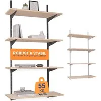 BOOMET Wandregal Metall Regal mit Fichtenböden · Regalsystem in 50 Größen ·, 80 18-tlg., Bausatz · Wandschienen Regalsystem · Regalträger Schienensystem