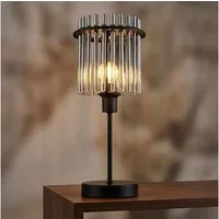 GLOBO LIGHTING LED Tischleuchte, Leuchtmittel inklusive, Warmweiß, LED Tischleuchte Nachttischlampe Metall Glasstäbe rauchfarben H 37,5cm