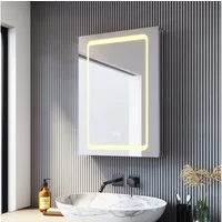 SONNI Spiegelschrank Spiegelschrank bad mit Beleuchtung und Antibeschlag-Funktion Aluminium mit Touch-Bedienung und integrierter Rasierersteckdose