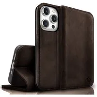 Nalia Smartphone-Hülle Apple iPhone 15 Pro 15,5 cm (6,1 Zoll), Echt Leder Etui / Standfunktion Kickstand / RFID Schutz Handyhülle