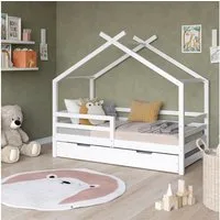 VitaliSpa® Hausbett Luni, Weiß, 160 x 80 cm mit ausziehbarem Gästebett (2-tlg)