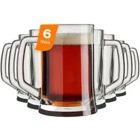 Pasabahce Gläser-Set Pub Bierkrug, 6-tlg., Glas, 500ml, 6er Set, ideal für Bier, Radler oder Softdrinks