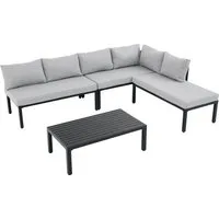 REDOM Gartenlounge-Set 6-Sitzer, Grau, verzinkter Eisenrahmen, (Set, 2-tlg., Inklusive Tisch mit verzinkter Eisenplatte), Modulares Sofa mit verstellbaren Beinen, abnehmbare Rückenlehne