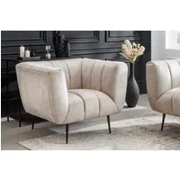 riess-ambiente Sessel NOBLESSE 105cm champagner/beige - Samt, Metall, mit Armlehne, retro (Einzelartikel, 1-St), Komfortabler Sitz mit Ziersteppung - ideal für Wohn- oder Schlafzimmer