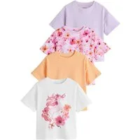 Next Paillettenshirt T-Shirts mit Einhorn und Pailletten, 4er-Pack (4-tlg)