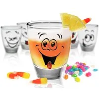 Sendez Schnapsglas 6 Schnapsgläser mit Motiv Tequilagläser Schnaps Wodkagläser Humor, Glas