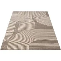 Carpetilla Designteppich Designer Wohnzimmer Teppich abstrakte Musterung modern Nerz-Nerz, Rechtetig, Wophnzimmer