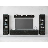 Home affaire Wohnwand VERA II, Vitrinen Türanschlag wechselbar, (Komplett-Set, 4-St), Mediawand 260 cm, Vitrine mit Verglasung, stehend und hängend