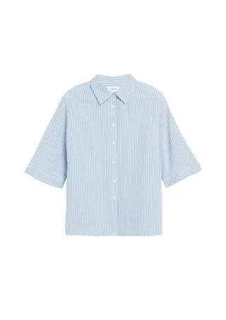 s.Oliver - Bluse blau/creme - Gr. - 50