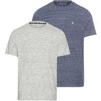 DELMAO T-Shirt (Packung, 2-er Pack) in hochwertiger Melange-Optik mit dezenter Logo-Stickerei