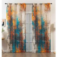 Gardinenbox Gardine (2 St), Ösen, halbtransparent, Polyester, Grobfaser »Seoul Collection« Digital Druck 2024120-2
