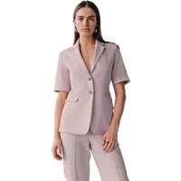 Next Jackenblazer Kurzarm-Blazer mit Fischgrätmuster, Kurzgröße (1-tlg)