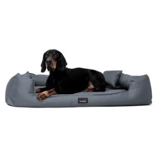 Tierlando GOOFY - Orthopädisches Hundebett aus Polyester inkl. Matratzenschoner grau/ grau 1,3 m, 25 cm, 1 m