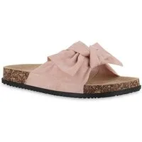 VAN HILL 21590637 TH S67[TH] Damen Sandalen Pink 37 Pantolette Damen Pantoletten Sandalen Bequeme Schleifen Korkoptik