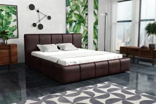 Polsterbett Bett Doppelbett GENUA Komplettset 140x200cm Stoff Gobi Dunkelbraun