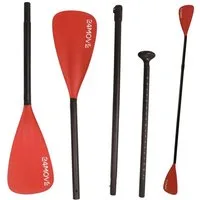 24Move Doppelpaddel, Premium Stand Up Paddle Aluminium, verstellbar, 4-teilig SUP-Paddel, (2 in 1 Paket, als Einzelpaddel oder Doppeltes Paddel, rot), für Paddelboards, Kajakboot und Ruderboot, universell einsetzbar