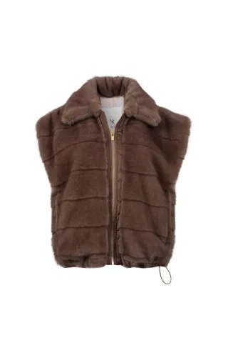 nukus - Gilet aus Webpelz braun - Gr. - XS