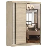 MOEBLO Kleiderschrank LARA 07 (mit Spiegel Schwebetürenschrank 2-türig Schrank mit vielen Einlegeböden und Kleiderstange Garderobe Schiebtüren Schlafzimmer 2-türig Schrank, Schlafzimmer-Wohnzimmerschrank Modern Design Schwebetürenschrank), (BxHxT): 1