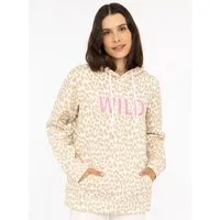 Zwillingsherz Hoodie "Leo Pastell" Leomuster und WILD Applikation, Kapuze, Tasche, Baumwollmischung
