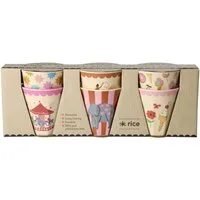 rice Kinderbecher Rice Melamin Becher 6er-SET Pink - Fun Fair Print 160ml, Melamin
