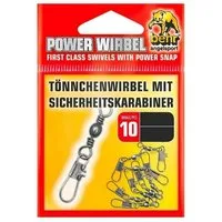 Behr Angelwirbel POWER Tönnchenwirbel mit Sicherheitskarabiner 10 Stück hohe Tragkraft, Material: Hartstahl
