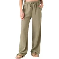 WENOR Palazzohose Damen Musselin-Hose - Sommerhose 100 % Baumwolle, elastischer Bund Weiter Beinverlauf, Musselinstruktur, luftiger Schnitt