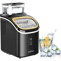 loefme Eiswürfelmaschine mit 1,5L Oberwassertank, 15kg/Tag, 16 Eiswürfel in 13 Minuten, 12 Eisdicken, Selbstreinigung, LED-Display für Zuhause, Küche und Bar