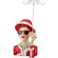 GILDE Schmuck Etagere Figur, Schmuckständer Frau Chloe rot, silberfarben H. 39,5 cm, Mit integriertem Schmuckhalter, Skulptur