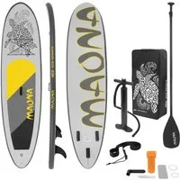 ECD Germany SUP-Board Stand Up Paddle Board aus PVC Maona Paddling Board, Stand-Up Paddle-Board, 308 cm SUP 120 kg grau aufblasbar 10 cm Drop-Stitch inkl Zubehör